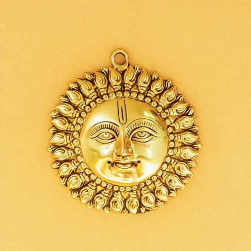 Image of Ekhasa 100% Pure Brass Sun for Vastu & Positivity (6.4 Inch) | Brass Metal Sun Idol Face Wall Hanging & Wall Decor | Surya Bhagavan Idol | Pital Surya Dev Wall Hanging Vastu for Main Door Entrance