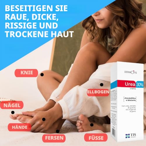 Foto von Urea Creme 30 prozent für extrem trockene, raue und rissige Haut – Intensive Feuchtigkeits- und Pflegecreme für Füße, Hände, Körper – Dicke, reichhaltige Textur für langanhaltende Hydration, 50 ml