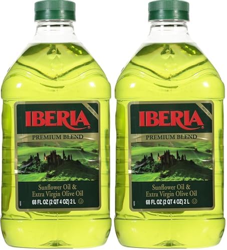 Iberia Premium Blend, Sunflower Oil & Extra Virgin Olive Oil, High Heat Frying, 68 Fl Oz (Pack of 2)