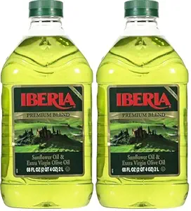 Iberia Premium Blend, Sunflower Oil & Extra Virgin Olive Oil, High Heat Frying, 68 Fl Oz (Pack of 2)