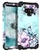 Casetego Compatible Galaxy Note 9 Case,Floral Three Layer Heavy Duty Hybrid Sturdy Armor Shockproof Full Body Protective Cover Case for Samsung Galaxy Note 9-Blue Flower