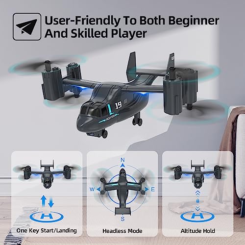 Lmrc Lm19 Remote Control Airplane With Hd Camera For Adults And Kids, V-22 Osprey Rc Plane, Easy & Ready To Fly Rc Drone, Rc Quadcopter Drones, Wifi Live Video, 2 Modular Batteries #TOP1