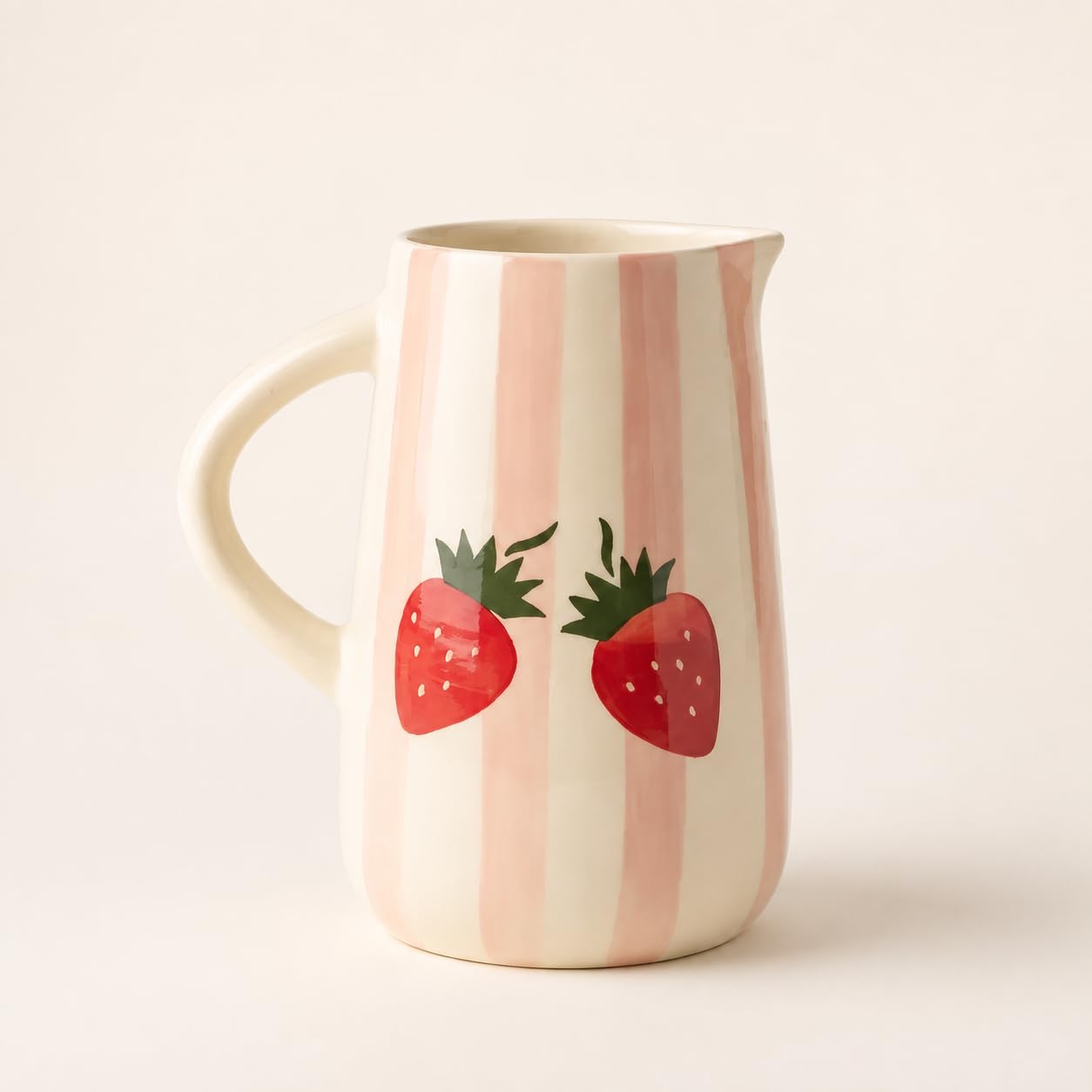 Handmade & Hand-Painted Ceramic Water Jug, 1 Litre | Microwave & Dishwasher Safe Ceramic Pitcher for Water, Milk & Juice | Lead-Free Serving Jug (Pink)-image-14