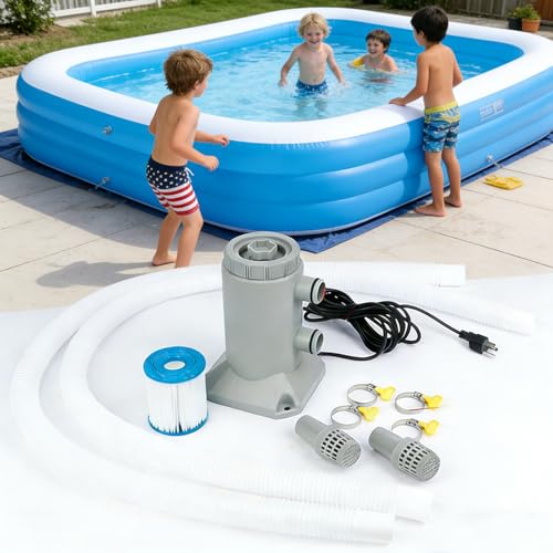 SNMUMU Above Ground Pool Filter Pump, Powerful Pool Filters System Above Ground Quickly and Cleanliness of Your Pool Water, Pool Pumps for Above Ground Pools (Unidirectional Interface: 530 GPH)