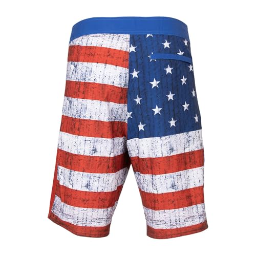 S A Company Men's 4-Way Stretch Board Shorts | American Flag | Size 36