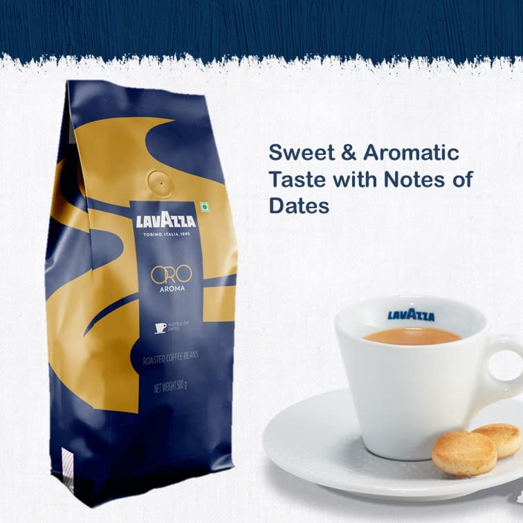 Image of Lavazza Oro Aroma | Roasted Coffee Beans | Medium Dark Roast | Washed Arabica Blend | 500g Pack