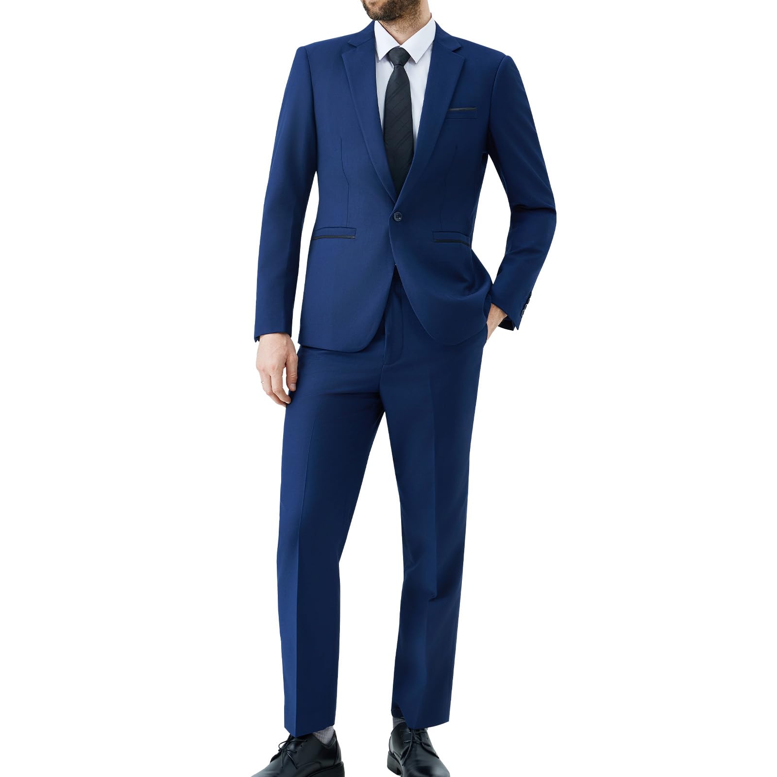 Traje de Hombre de 2 Piezas Slim Fit Traje Ajustado Traje de Boda de Negocios con Un Botón