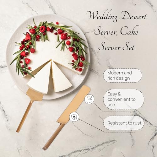 Image of nestroots Golden Stainless Steel Cake Server Set of 2 | 9 Inches Knife & Server with Plain Handle | Perfect for Cake Cutting, Dessert Serving & Partiess | Elegant & Durable Design