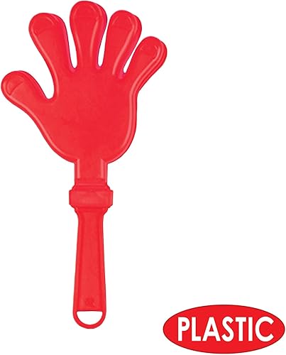 Miniatura 4 de Beistle Red Hand Clappers  Paquete de 12, emisores de ruido de plástico para fiestas, eventos deportivos, celebraciones y reuniones de espíritu de