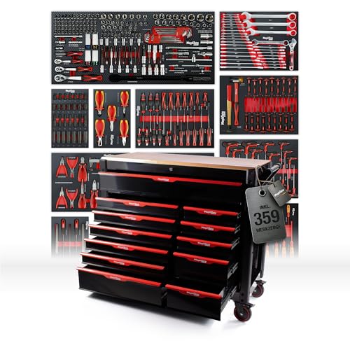 Produktfoto von Mephisto Pro-Line BIG Werkzeugwagen Werkstattwagen gefüllt mit 12 Schubfächer davon 11 inkl. Werkzeug wie VDE&hellip;