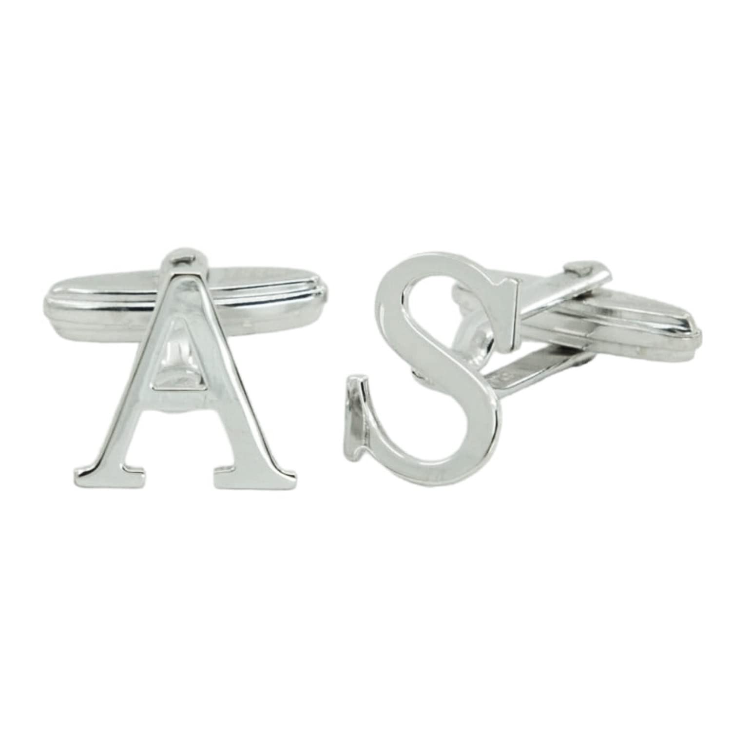 Huescar Joyeros Gemelos Personalizados con Una Inicial en Plata de Ley - Para Novios, Padrinos - Trasera giratoria estándar