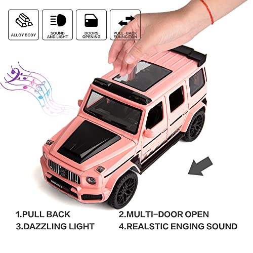 Wakakac Model Car 1/22 Scale Benz G800 Alloy Collectible Pull Back Toy Vehicle With Light And Sound Door Can Be Open Toy Car For Boys Adults Gift(Pink) #TOP4