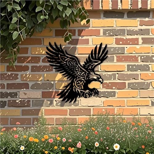 WPCJREU Celtic Knot Eagle Black Metal Wall Art - Viking