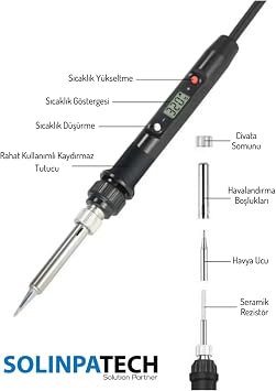 80w Lcd Ekranlı Isı Ayarlı Kalem Havya Sıcaklık Ayarlanabilir Lehim Makinesi Pompa Cımbız Seti