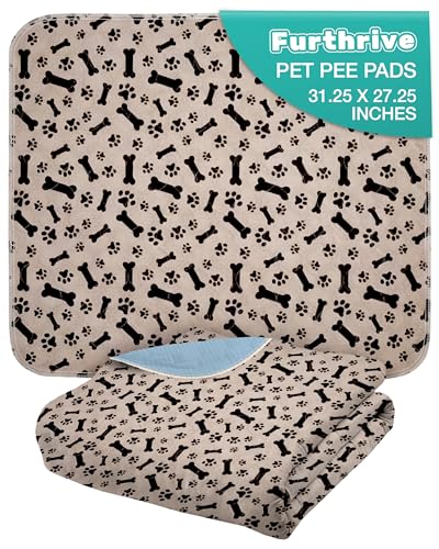 Furthrive Washable Pee Pads for Dogs with Pheromone Attraction Reusable Puppy Pads Waterproof Non-Slip Training Pad 31.25 27.25 in Pet-Friendly for Crates Apartments Puppy Supplies (One Unit)