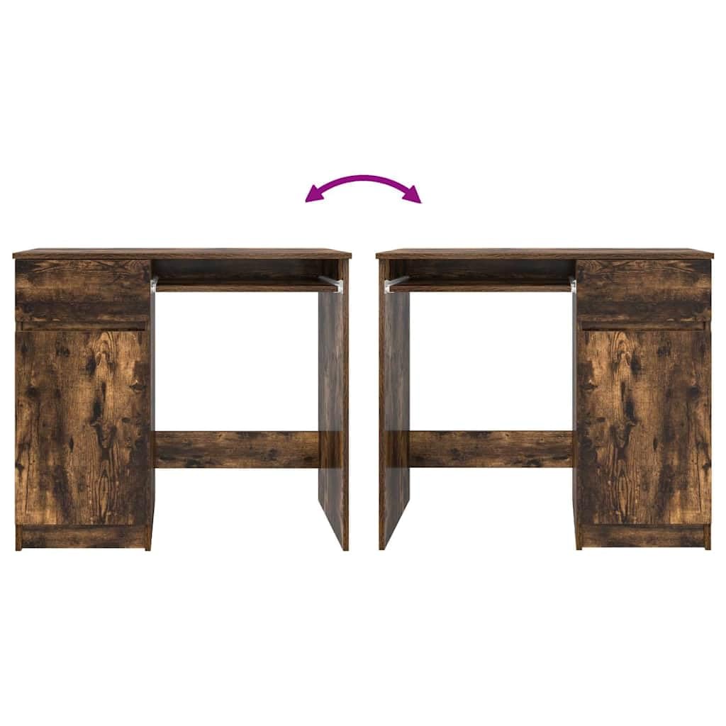 Scrivania affumicatura 86 x 49 x 76 cm, materiale in legno, con porta, cassetto e ripiano, versatile scrivania per computer per casa, ufficio, design moderno