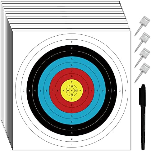 Archery Targets Paper for Backyard,30pcs Bow Arrow Targets for Hunting & Archery Targets,Target Practice Accessories(Standard Archery,10 Rings,16x16 in)