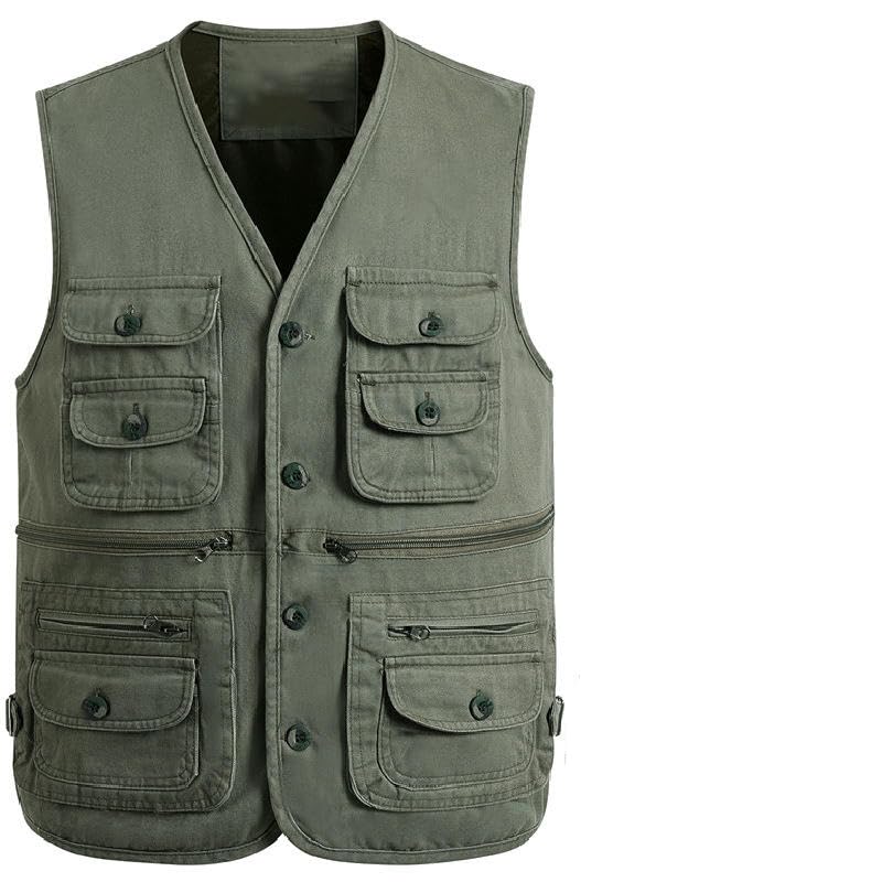Gilet de photographie pour homme multipoche coton avec boutons doublés de qualité - 7