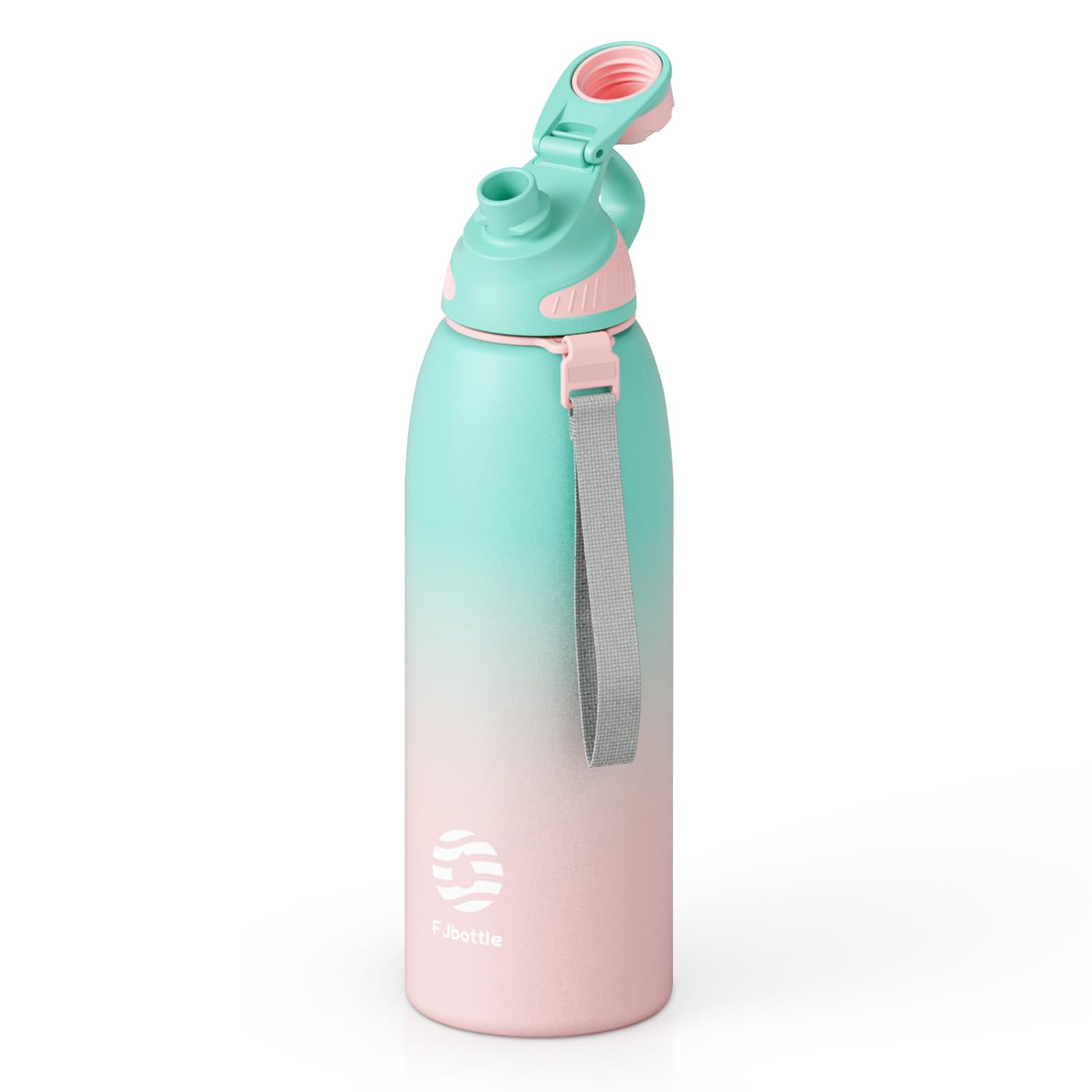FJbottle 50oz Stainless Steel Insulated Water Bottle No Straw Spout Lid