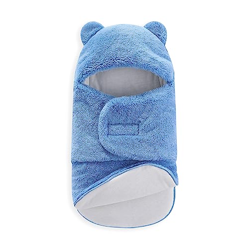 Image of AiWMGL Baby Swaddle Blanket Boys Girls Fleece Winter Warm Adjustable Newborn Swaddling Wrap Soft Sleeping Sacks Infant 0-3 Months