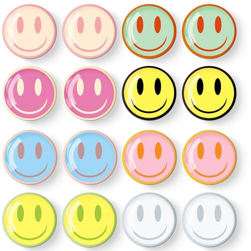 MORCART 16PCS Emoji Fridge Magnets Colorful Face Refrigerator Magnets Decoration for Locker Whiteboard Decorative Magnetic Board Cabinets Classroom Office Cubicle