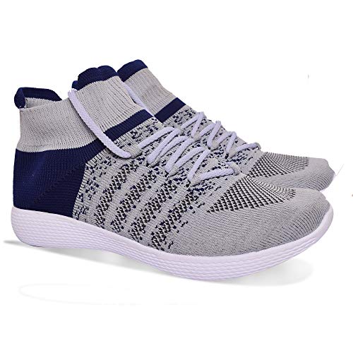 BEONZA Grey Lace Up Knitting Socks Ultra-Lightweight Comfortable Running Sports Shoes for Men