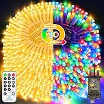JXLEDAYY Christmas Lights Outdoor Fairy Lights Plug in Color Changing String Lights 11 Modes Timer for Outside House Garden Wedding Party Decorations 328 FT 720 LED Warm White to Multicolored