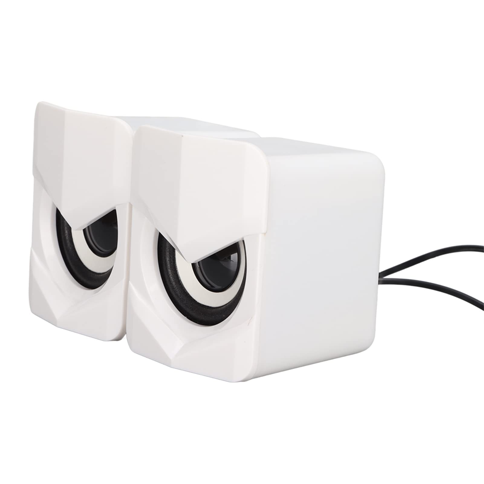 Jectse Desktop Speaker USB Powered Heavy Subwoofer Mini LED Speaker for Computer Laptop, Plug and Play, Enhance Entertainment with Palm Sized Beautiful LED Design (Upgraded Version White)