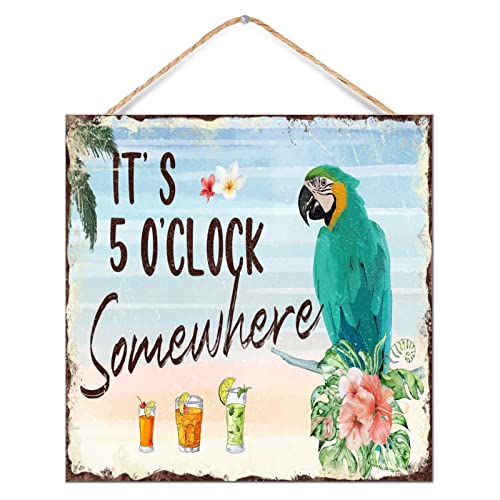 Décoration murale en bois It's 5 O'Clock Somewhere pour égayer un mur