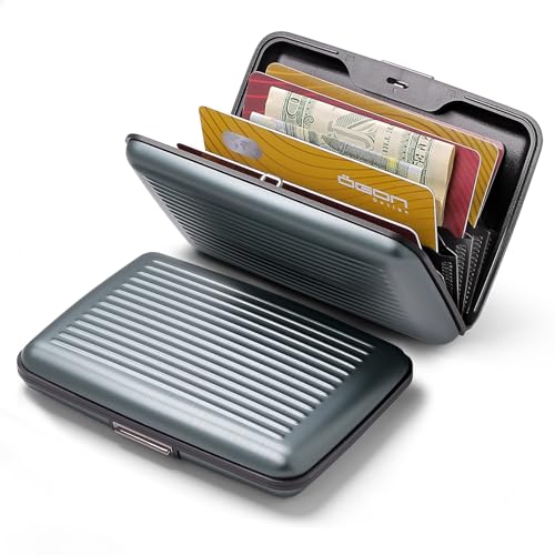 Image of OGON -DESIGNS- Aluminum card holder, RFID protection against fraud and demagnetization, compact wallet, Smart Case STOCKHOLM model (Aluminum Platinium, Extra-secure lock)