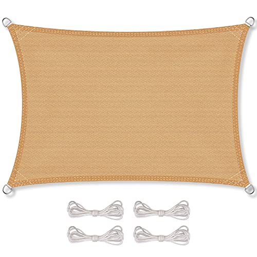 CelinaSun Sonnensegel inkl Befestigungsseile Premium HDPE wetterbeständig atmungsaktiv Rechteck 2 x 4 m Sand beige