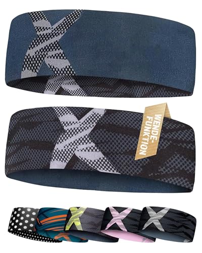 Dünnes Stirnband Kinder mit Wendefunktion - ultraleichtes Sport Stirnband für Jungen und Mädchen - elastisch & atmungsaktiv unter dem Helm - Kinder Stirnband 4-14 Jahre (grau)