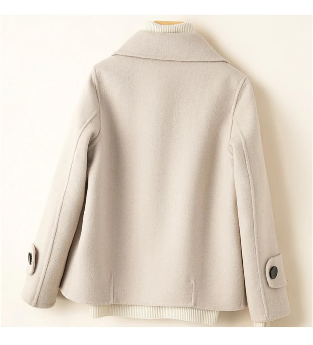 Fnfmrfmr Cappotto di lana corto casual da donna con bottoni a maniche lunghe in tinta unita cappotti da ufficio