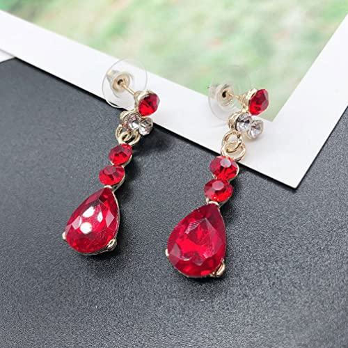 Generic Wedding Tiaras And Earrings Set, Tiara Necklace Bridal Flower Jewelry Set Baroque Crystal Crown With Comb Retro Rhinestone Bridesmaids Queen Costume For Prom Party ( Red ), (08R06I16Dh) #TOP4