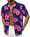 Hawaiian Shirt for Men, Tropical Shirts for Mens Summer Button Down Shirt Men Short Sleeve Floral Beach Shirts Cruise Shirt Vacation Outfits, Flower Purple, Large