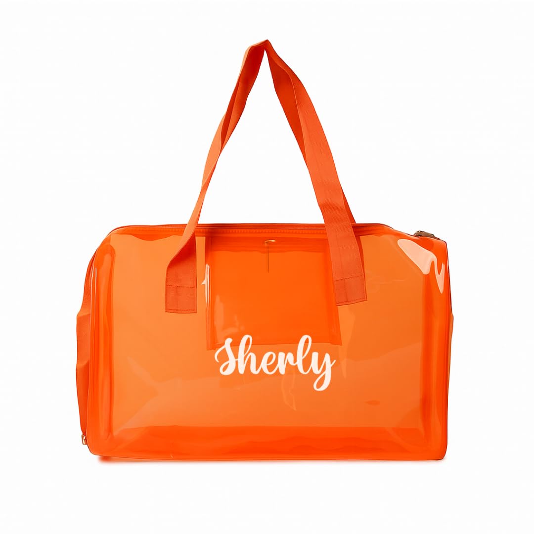 Transparent PVC Duffle Bag For Kids, Jelly Shoulder Bag, Stylish Clear Handbag with Double Handles,For Rakhi Gift, Kids Bag for Rakhi Celebration. (Orange)-image-5