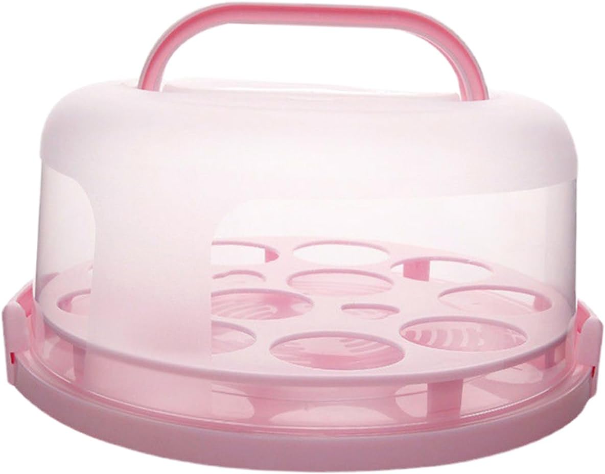 Ciieeo Portable Cake Carrier Reusable Dessert Box with Folding Handle for Cakes Muffins and Capacity Storage Easy to Clean for Outdoor Use