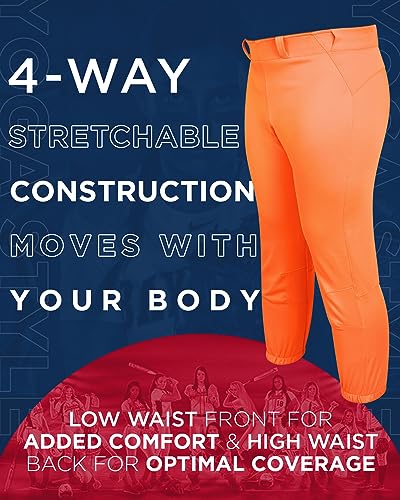 Exxact Sports Calças de softbol femininas – Calças de softbol estilo ioga para mulheres, calças de s