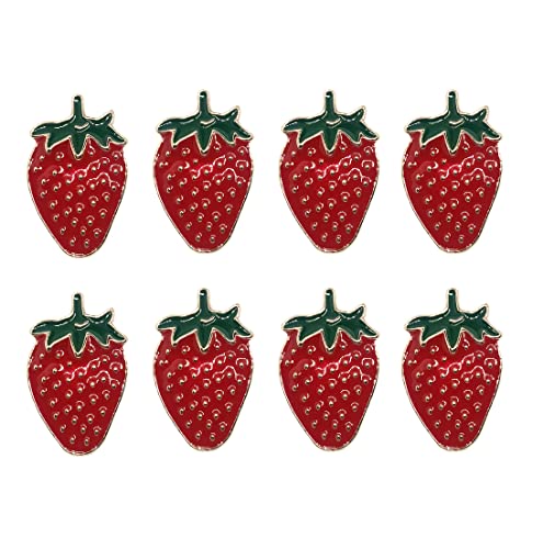 Image of 8pc Strawberry Lapel Pin Badge Brooches Cute Fruit Metal Pin Backpack Scarf Hat Bag Decoration Girls Women