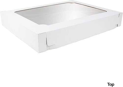 Miniatura 3 de O'CREME Caja blanca para tartas con ventana, caja de cartón kraft para panadería, 14.5 x 19.5 x 5 pulgadas de alto (tamaño medio de hoja), paquete