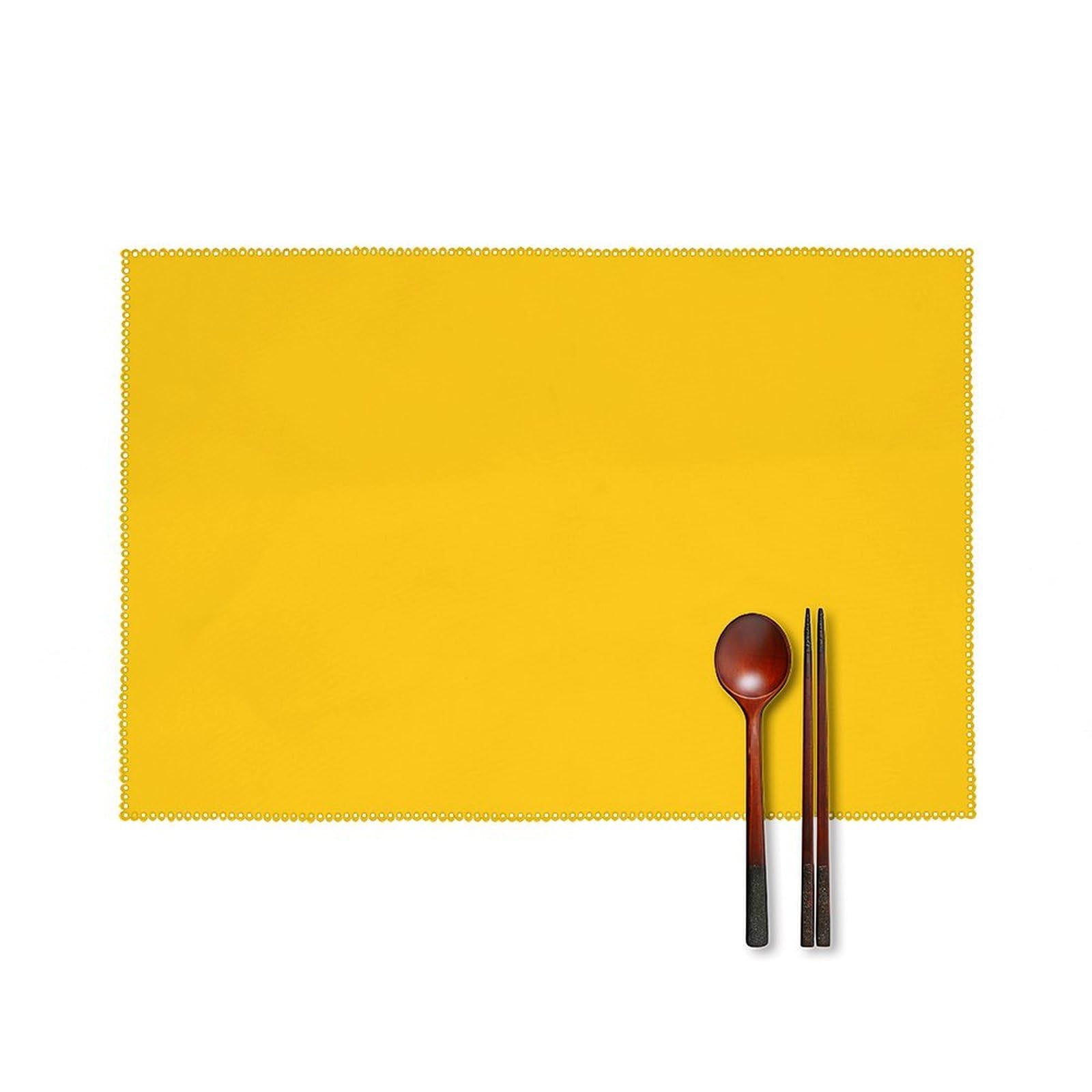 Milk Duck Yellow Placemats Set of 6, 12x18 Inch Heat Resistant Washable Canvas Table Mats, Stain Resistant Decorative Dining Placemats for Kitchen, Restaurant, Outdoor Party