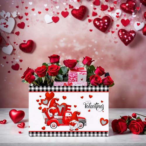 Image of Cute Large Valentine's Day Gift Basket Empty Heart Decor Storage Bin for Kid Baby Room Decor (Red Truck Love)
