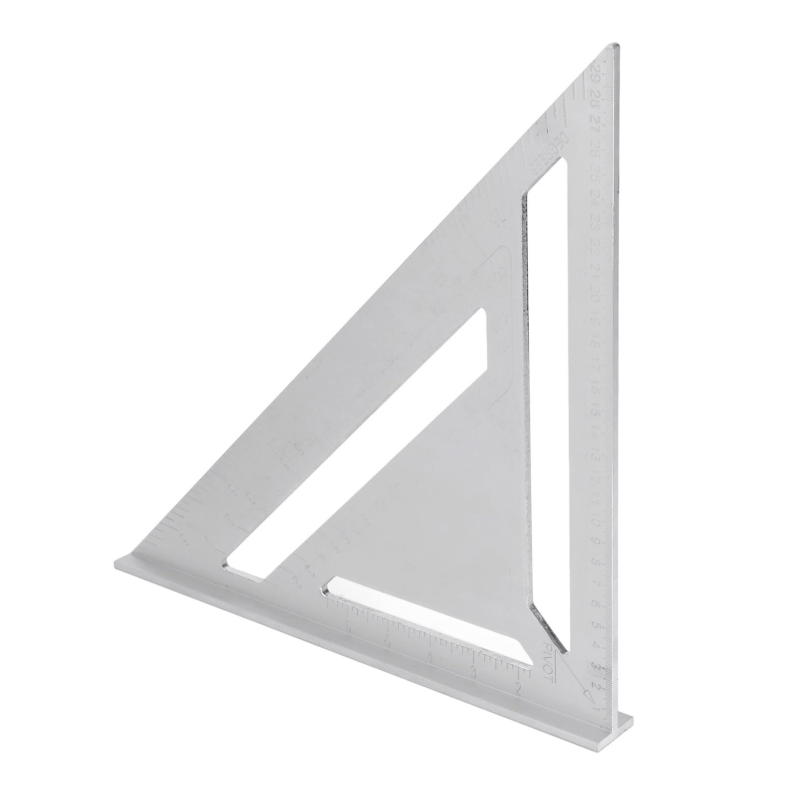 45 Degree Aluminum Alloy Rafter Square, 30cm Carpenter Square with Engraving Scale for Woodworking, Triangular Ruler Tool, Saw Guide, Protractor and Frame Square