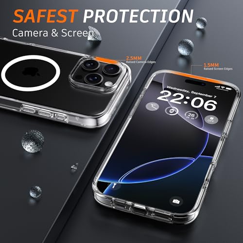 Image of Diverbox for iPhone 16 Pro Max Case Clear [Compatible with MagSafe] [with Screen Protector + Camera Lens Protection ] Shockproof Phone case for iPhone 16 pro Max (Clear Magnetic)