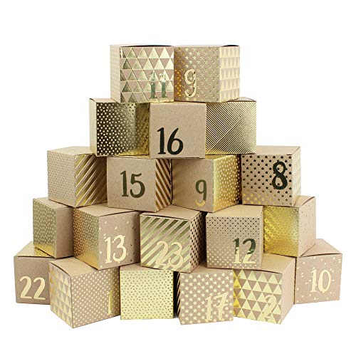 Papierdrachen Adventskalender 2025 – Set mit vierundzwanzig goldenen...