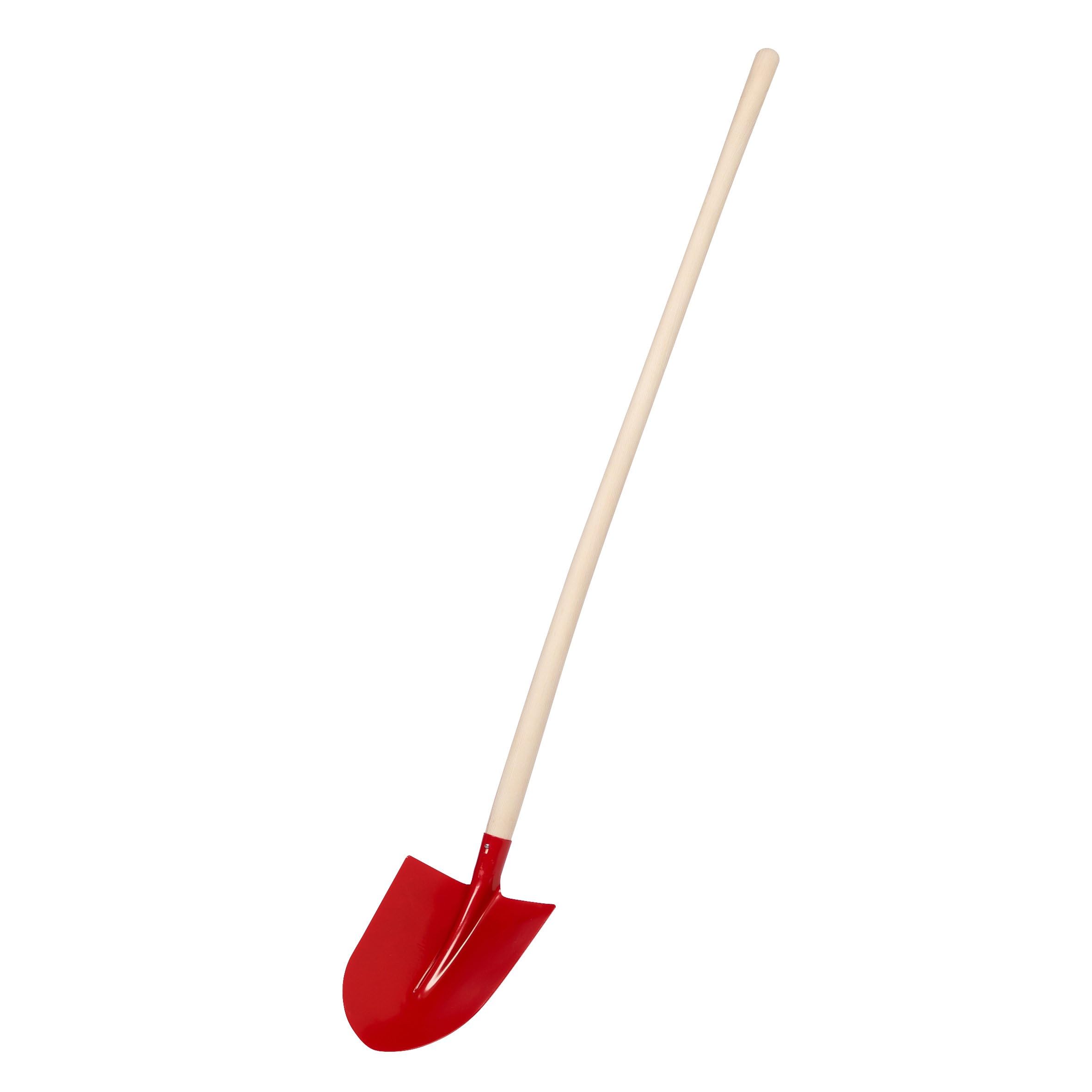 Frankfurter Sandschaufel in Rot aus Metall, Gartenschaufel mit Holzstiel, Bauschaufel mit optimaler Kraftübertragung, Größe 5, Gesamtlänge: ca. 150 cm