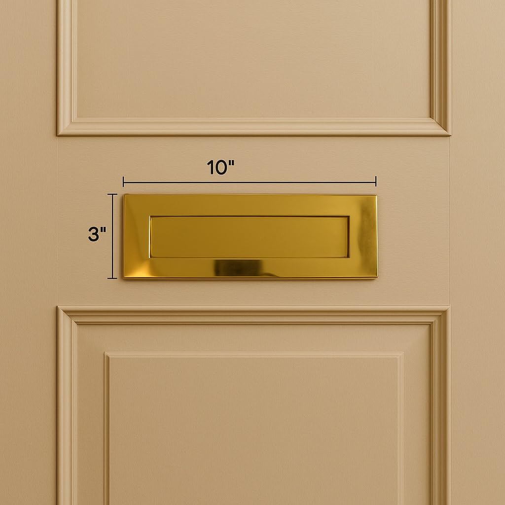 Cassetta delle lettere in ottone massiccio vittoriano rifinito in ottone satinato lucido (25,4 x 10,2 cm)