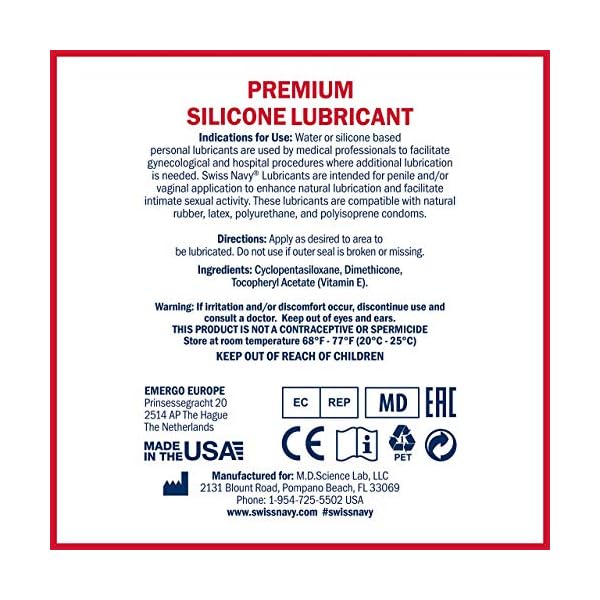 SWISS NAVY Premium Silikon Sex Gleitmittel, 2 Unzen, Gleitmittel für Männer, Frauen & Paare. MD Science Lab – Bild 3