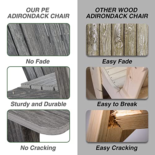 Acuel Folding Adirondack Chair, Poly Lumber Fire Pit Chair, Durable All-Weather Patio Chairs For Garden, 350 Lbs Support Oversized Adirondack Chair (Grey, 1 Pc) #TOP5