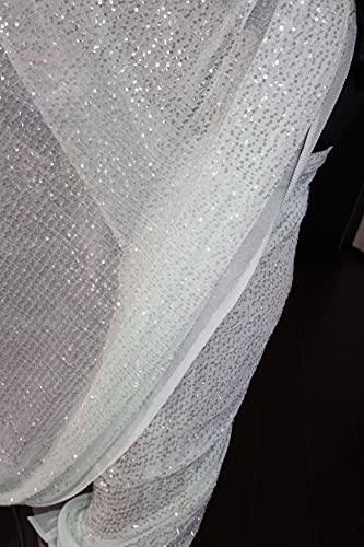Tissu net bleu eau tissu tulle brillant argent pour robe soirée